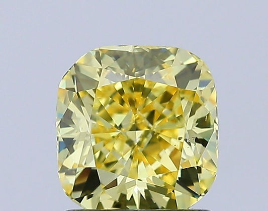 Lab-Grown Cushion Diamond - 1.31 Carats, Fancy Intense Yellow Color, VS2 Clarity - Certified by IGI - Report Number: LG626419927