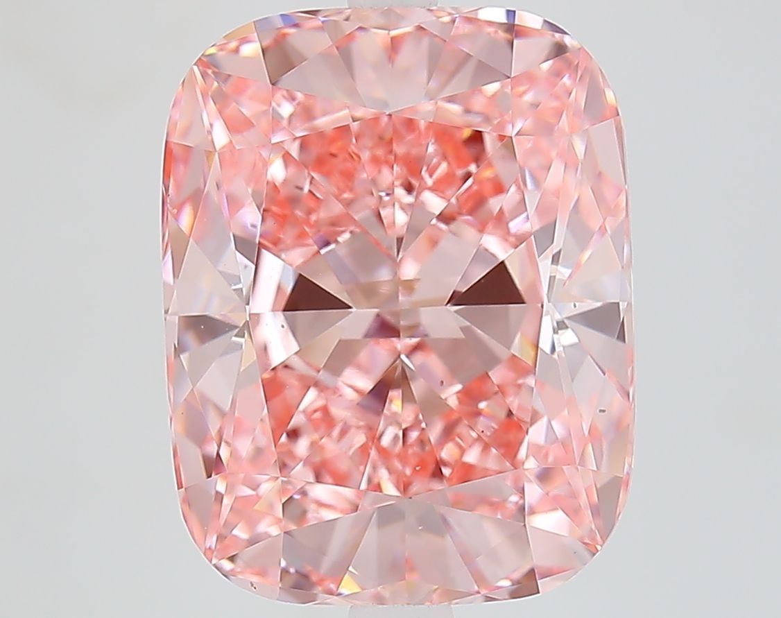Lab-Grown Cushion Diamond - 6.58 Carats, Fancy Vivid Pink Color, VS1 Clarity - Certified by IGI - Report Number: LG651496115