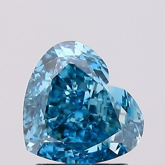 Lab-Grown Heart Diamond - 1.56 Carats, Fancy Vivid Blue Color, VS1 Clarity - Certified by IGI - Report Number: LG634434348