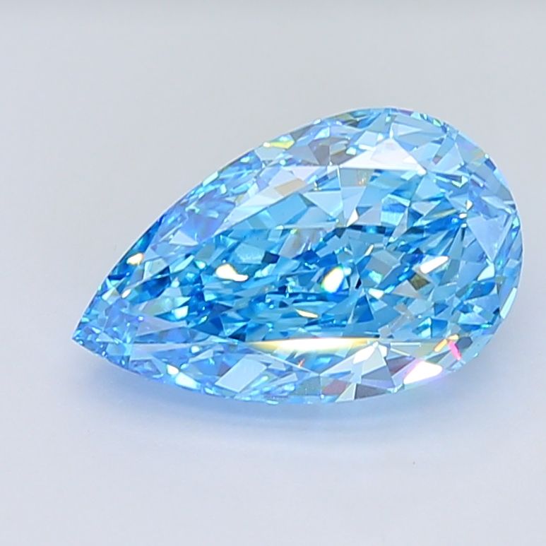 Lab-Grown Pear Diamond - 6.04 Carats, Fancy Vivid Blue Color, VVS2 Clarity - Certified by IGI - Report Number: LG668407118