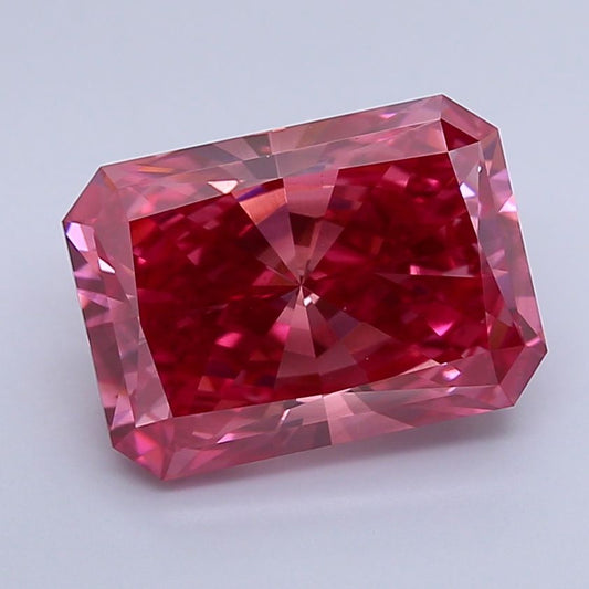 Lab-Grown Radiant Diamond - 4.01 Carats, Fancy Vivid Purplish Pink Color, VS2 Clarity - Certified by IGI - Report Number: LG647454521
