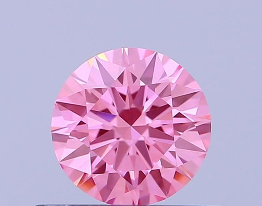 Lab-Grown Round Diamond - 0.51 Carats, Fancy Vivid Pink Color, VVS2 Clarity - Certified by IGI - Report Number: LG666443569