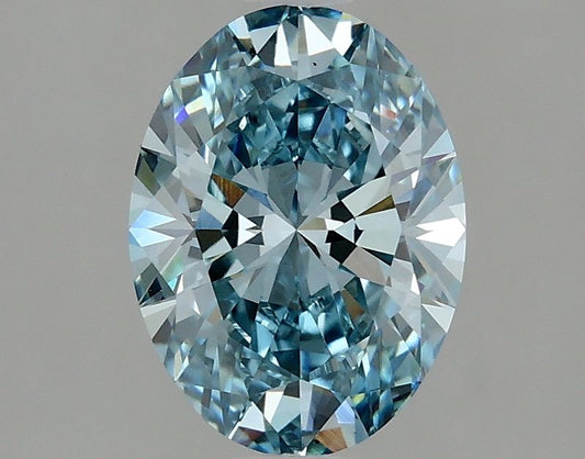 Lab-Grown Oval Diamond - 1.55 Carats, Fancy Vivid Blue Color, VVS2 Clarity - Certified by IGI - Report Number: LG635470053