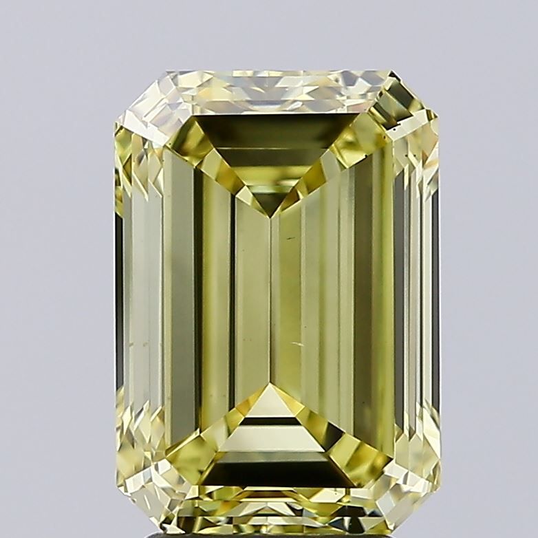 Lab-Grown Emerald Diamond - 4.01 Carats, Fancy Yellow Color, VS2 Clarity - Certified by IGI - Report Number: LG654419696