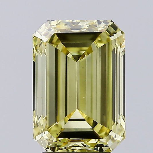 Lab-Grown Emerald Diamond - 4.01 Carats, Fancy Yellow Color, VS2 Clarity - Certified by IGI - Report Number: LG654419696