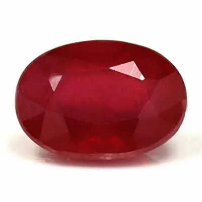Rubis naturel ovale de 1,28 ct (couleur rouge, pureté à l'œil nu, taille à facettes)