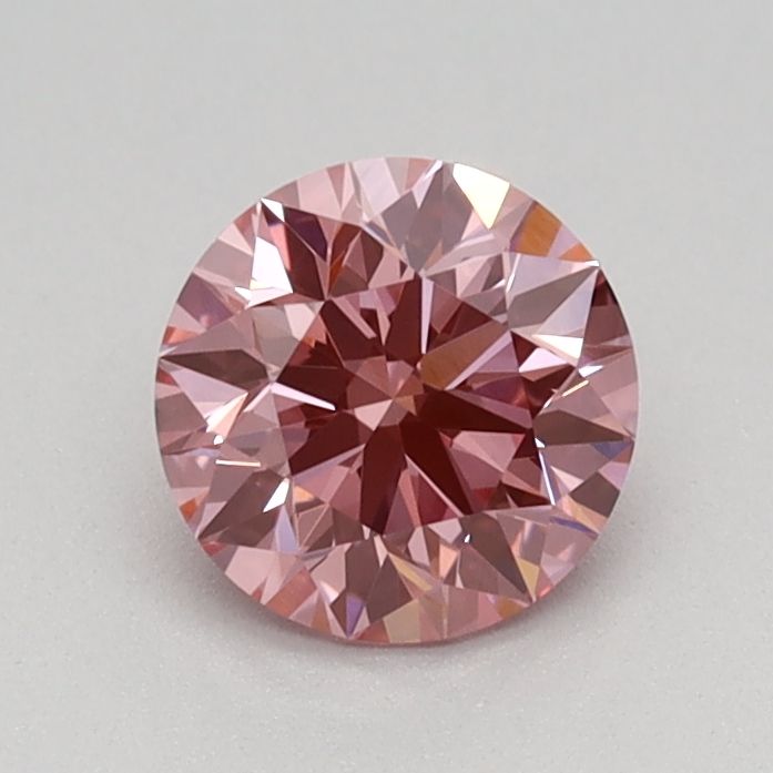 Lab-Grown Round Diamond - 0.59 Carats, Fancy Vivid Pink Color, VS1 Clarity - Certified by IGI - Report Number: LG605375828