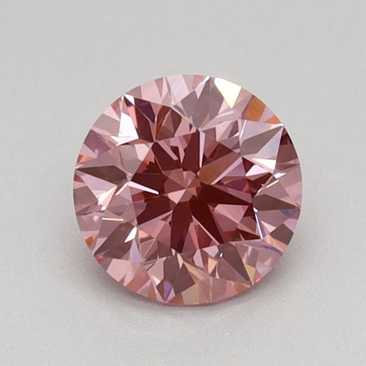Lab-Grown Round Diamond - 0.59 Carats, Fancy Vivid Pink Color, VS1 Clarity - Certified by IGI - Report Number: LG605375828