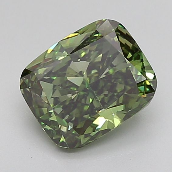 Lab-Grown Cushion Diamond - 2.51 Carats, Fancy Vivid Green Color, VS1 Clarity - Certified by IGI - Report Number: LG615348536