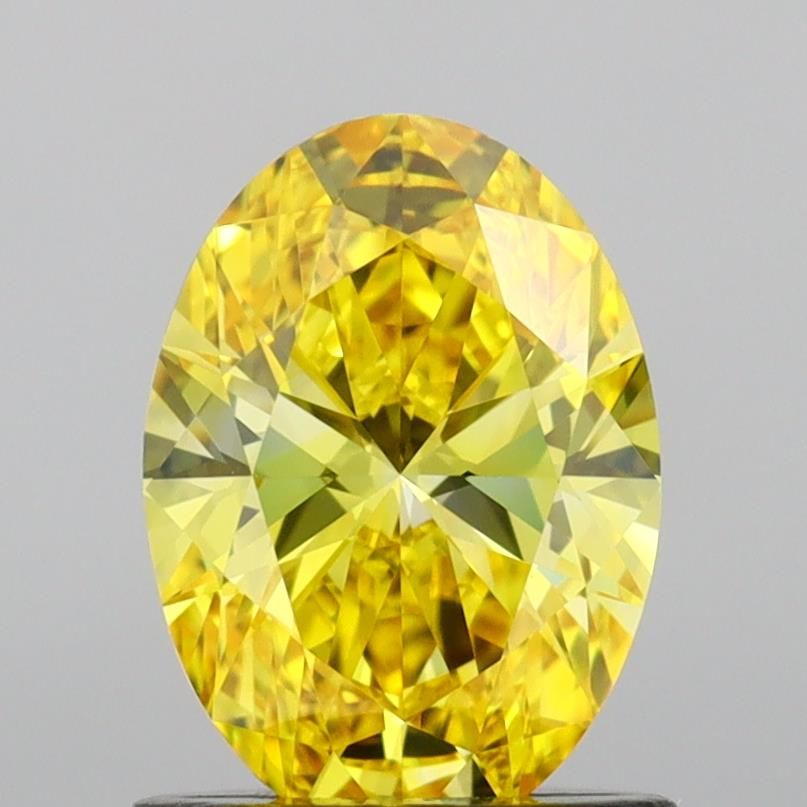 Lab-Grown Oval Diamond - 1.02 Carats, Fancy Vivid Yellow Color, VVS2 Clarity - Certified by IGI - Report Number: LG691540002