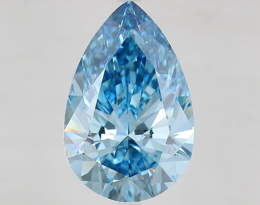 Lab-Grown Pear Diamond - 8.56 Carats, Fancy Vivid Blue Color, VVS2 Clarity - Certified by IGI - Report Number: LG670409569