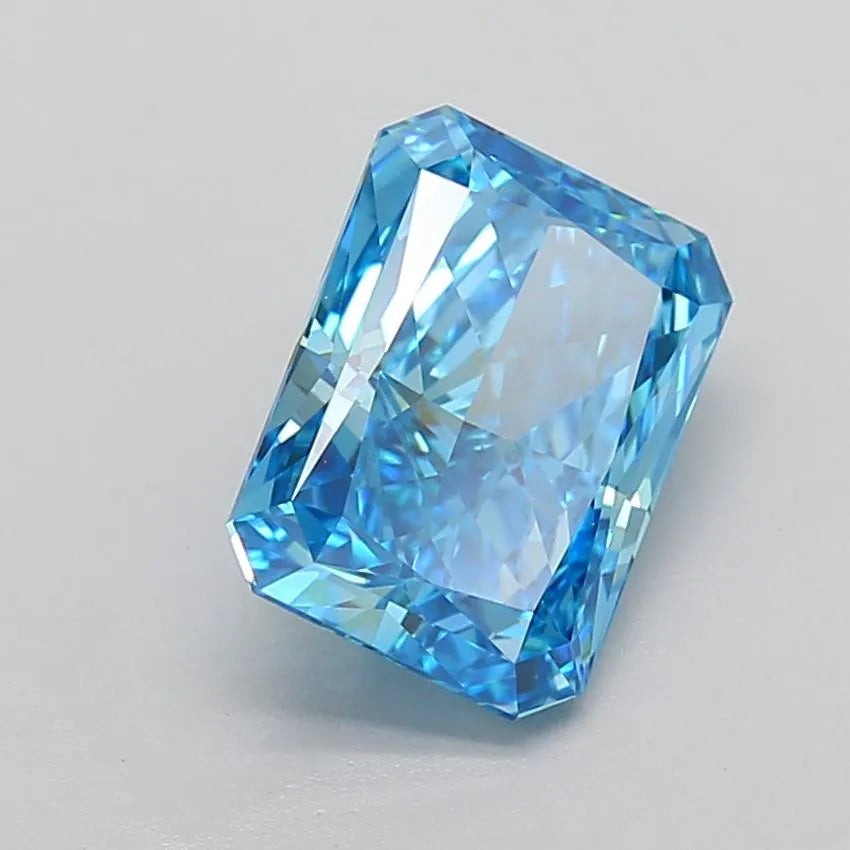 Diamant de laboratoire radiant de 3,63 ct (couleur bleu vif fantaisie, pureté VVS2, certifié IGI)
