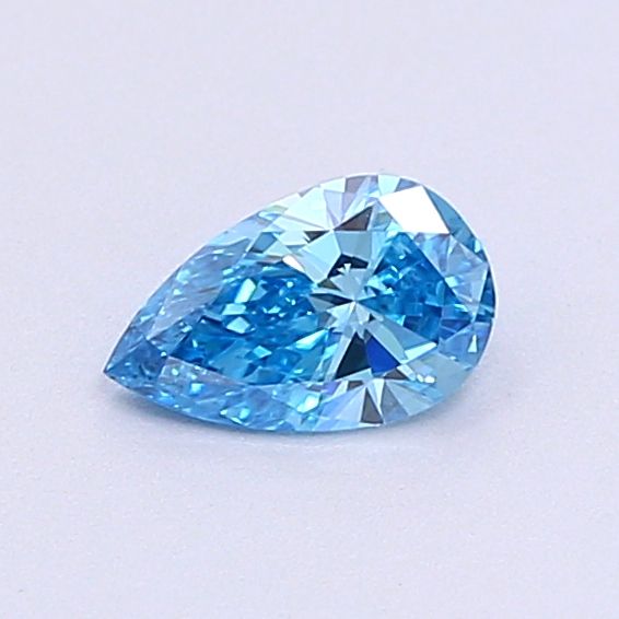 Lab-Grown Pear Diamond - 0.29 Carats, Fancy Vivid Blue Color, VVS2 Clarity - Certified by IGI - Report Number: LG644499249