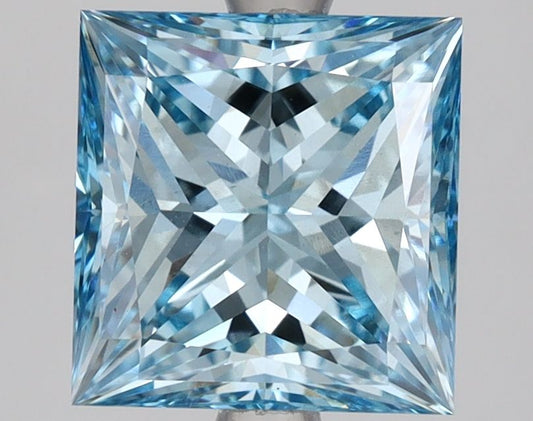 Lab-Grown Princess Diamond - 3.0 Carats, Fancy Vivid Blue Color, VS1 Clarity - Certified by IGI - Report Number: LG625412905