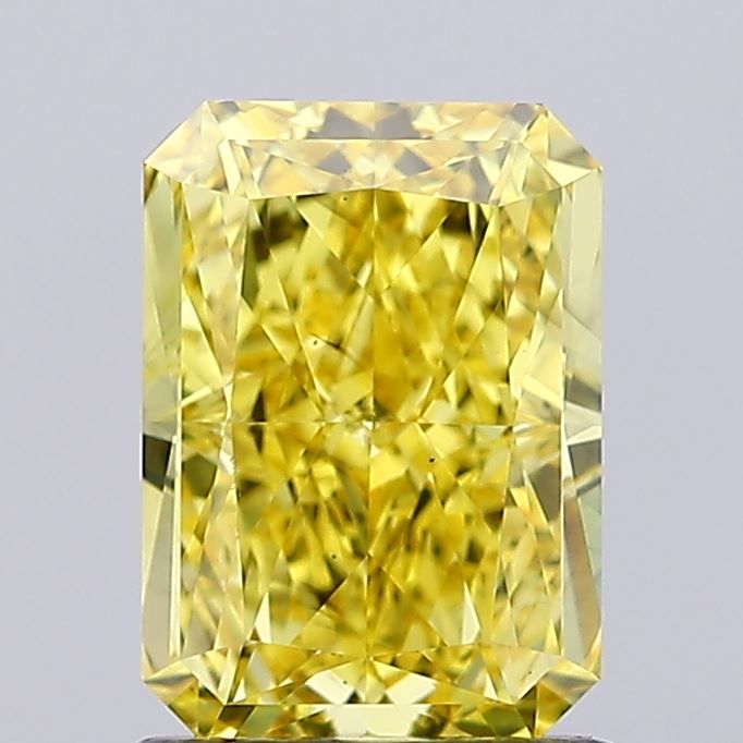 Lab-Grown Radiant Diamond - 1.51 Carats, Fancy Vivid Yellow Color, VS2 Clarity - Certified by IGI - Report Number: LG659425151