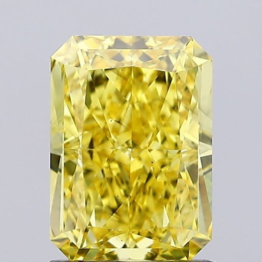 Lab-Grown Radiant Diamond - 1.51 Carats, Fancy Vivid Yellow Color, VS2 Clarity - Certified by IGI - Report Number: LG659425151