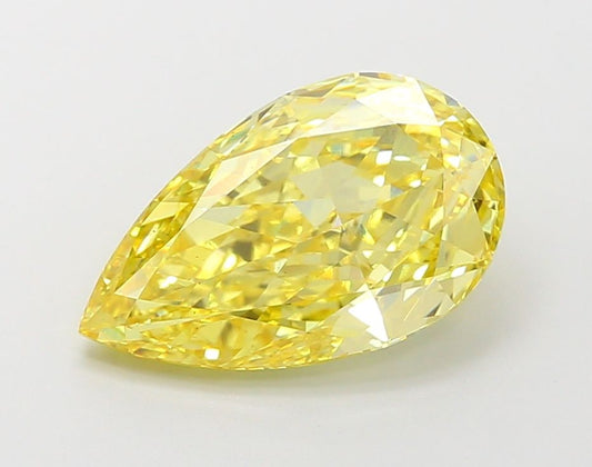 Lab-Grown Pear Diamond - 3.46 Carats, Fancy Vivid Yellow Color, VS2 Clarity - Certified by IGI - Report Number: LG675557437