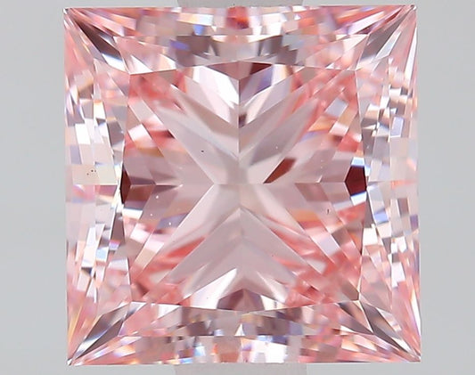 Lab-Grown Princess Diamond - 1.5 Carats, Fancy Intense Pink Color, VS1 Clarity - Certified by IGI - Report Number: LG643408752