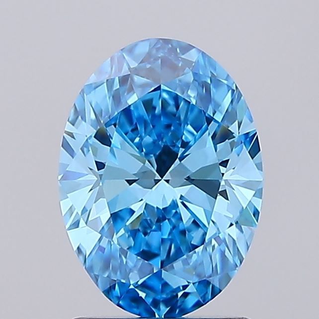 Lab-Grown Oval Diamond - 1.51 Carats, Fancy Vivid Blue Color, VS1 Clarity - Certified by IGI - Report Number: LG674511590