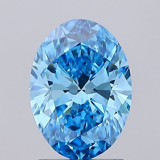 Lab-Grown Oval Diamond - 1.51 Carats, Fancy Vivid Blue Color, VS1 Clarity - Certified by IGI - Report Number: LG674511590