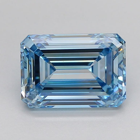 Lab-Grown Emerald Diamond - 3.0 Carats, Fancy Intense Blue Color, VVS1 Clarity - Certified by IGI - Report Number: LG633498406