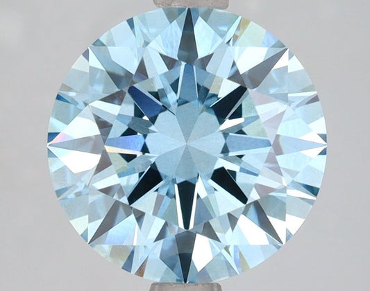 Lab-Grown Round Diamond - 3.07 Carats, Fancy Vivid Blue Color, VS2 Clarity - Certified by IGI - Report Number: LG618492168
