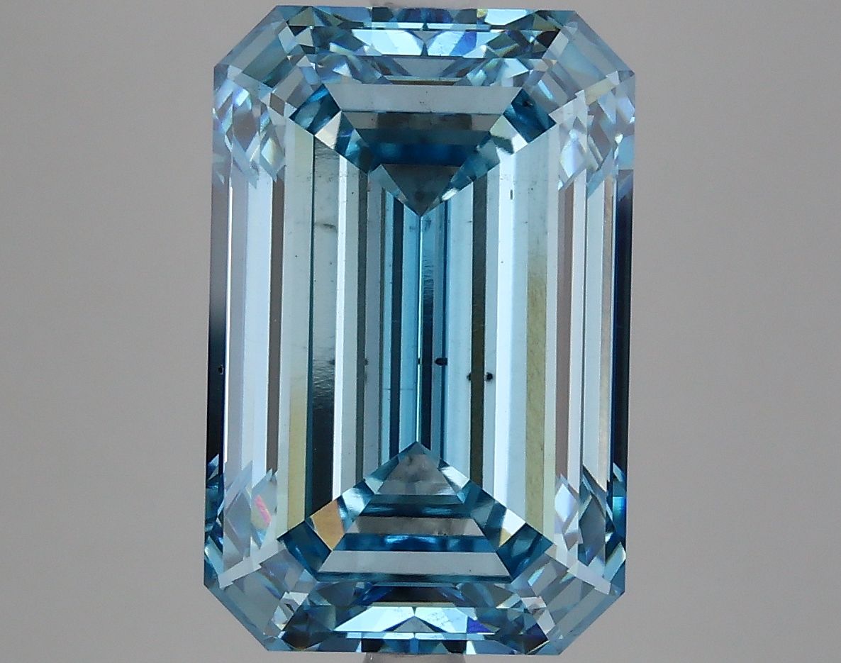 Lab-Grown Emerald Diamond - 7.23 Carats, Fancy Vivid Blue Color, VS2 Clarity - Certified by IGI - Report Number: LG625443071