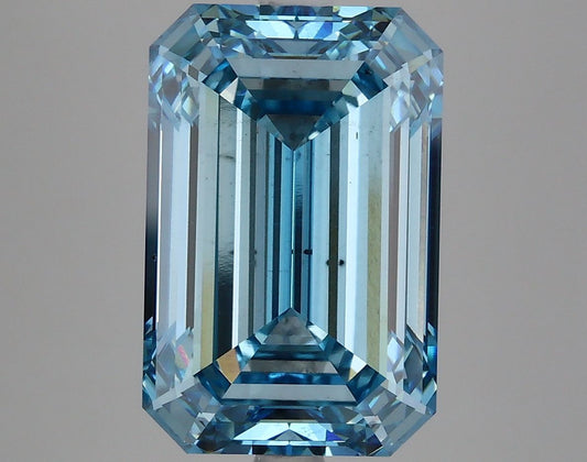 Lab-Grown Emerald Diamond - 7.23 Carats, Fancy Vivid Blue Color, VS2 Clarity - Certified by IGI - Report Number: LG625443071