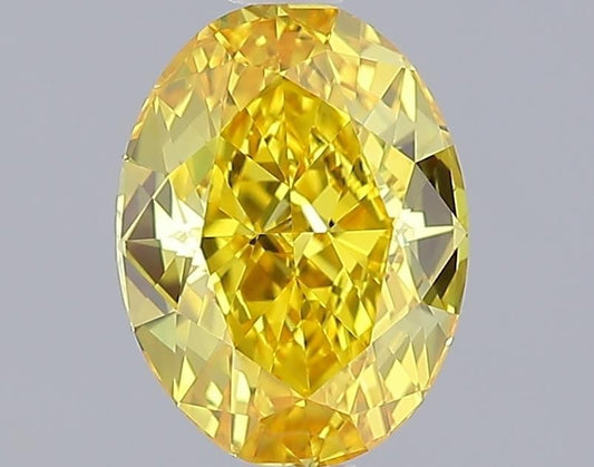 Lab-Grown Oval Diamond - 1.55 Carats, Fancy Vivid Yellow Color, VVS2 Clarity - Certified by IGI - Report Number: LG644487055