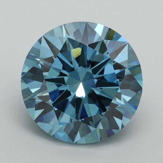 Lab-Grown Round Diamond - 4.01 Carats, Fancy Vivid Blue Color, VVS2 Clarity - Certified by IGI - Report Number: LG638454317