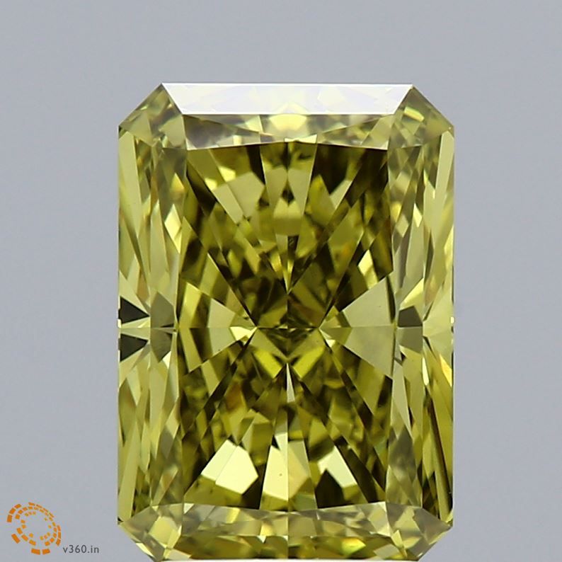 Lab-Grown Radiant Diamond - 3.5 Carats, Fancy Vivid Yellow Color, VVS2 Clarity - Certified by IGI - Report Number: 604318295