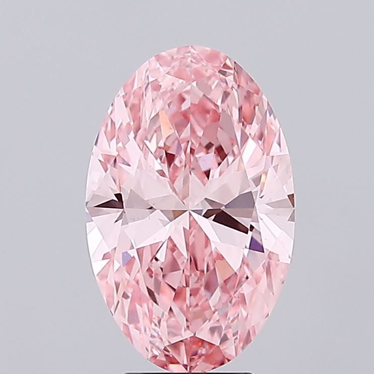 Lab-Grown Oval Diamond - 4.01 Carats, Fancy Vivid Pink Color, VS1 Clarity - Certified by IGI - Report Number: LG689507556