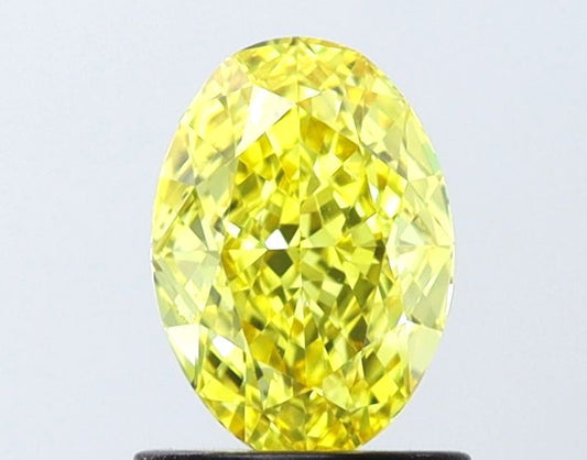 Lab-Grown Oval Diamond - 1.04 Carats, Fancy Vivid Yellow Color, VVS2 Clarity - Certified by IGI - Report Number: LG645407581