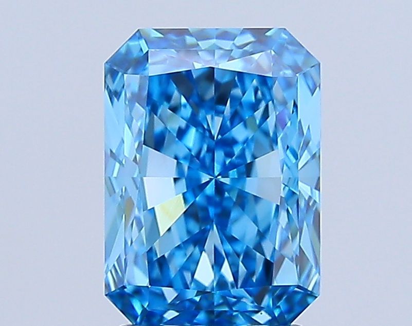 Lab-Grown Radiant Diamond - 3.03 Carats, Fancy Vivid Blue Color, VVS2 Clarity - Certified by IGI - Report Number: LG675557408