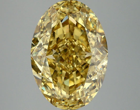 Lab-Grown Oval Diamond - 6.09 Carats, Fancy Vivid Yellow Color, VS1 Clarity - Certified by IGI - Report Number: LG677503195