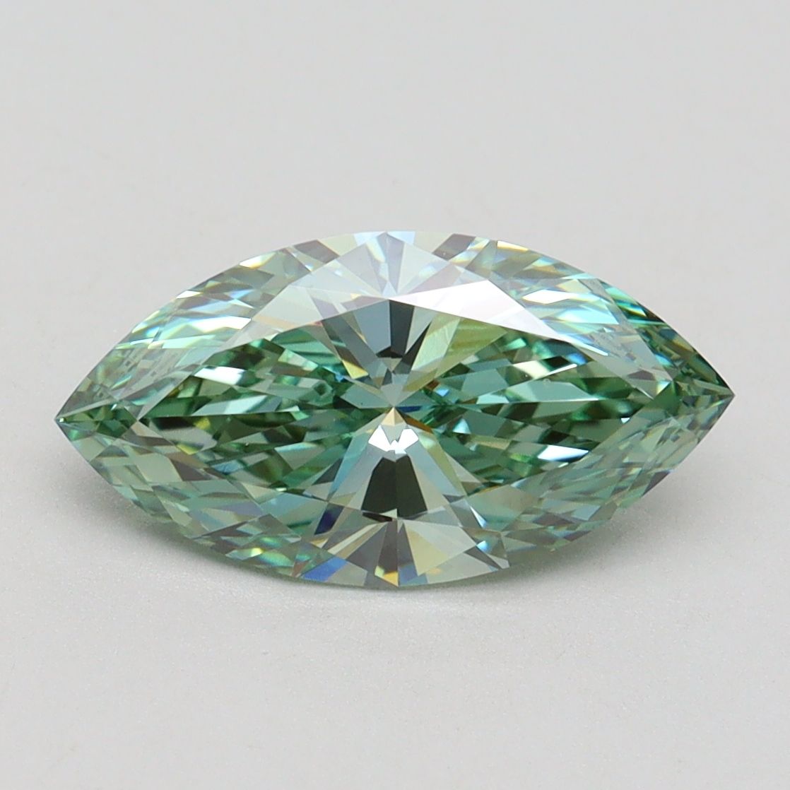 Lab-Grown Marquise Diamond - 2.0 Carats, Fancy Vivid Green Color, VVS2 Clarity - Certified by IGI - Report Number: LG611355293