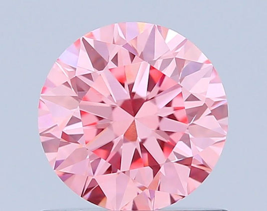 Lab-Grown Round Diamond - 0.79 Carats, Fancy Vivid Pink Color, VVS2 Clarity - Certified by IGI - Report Number: LG677559694