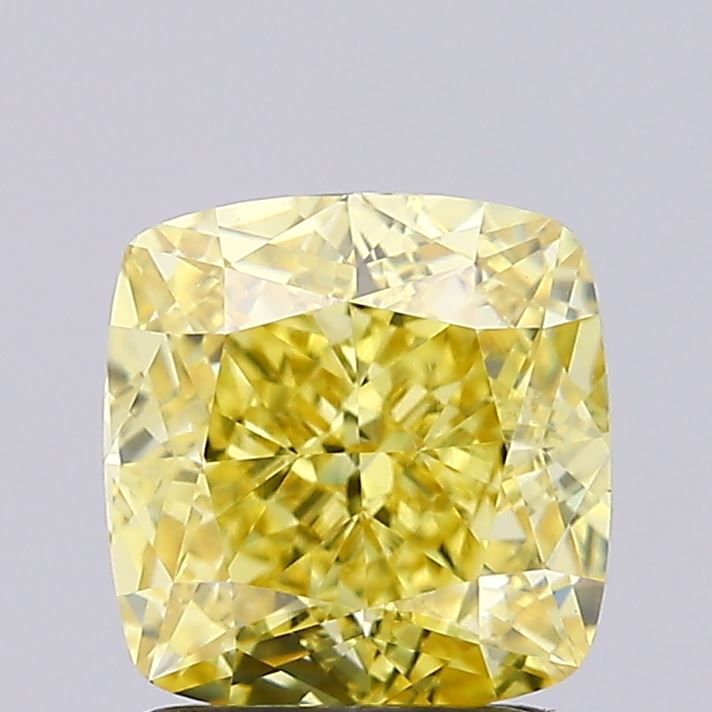Lab-Grown Cushion Diamond - 1.96 Carats, Fancy Vivid Yellow Color, VVS2 Clarity - Certified by IGI - Report Number: LG660432478