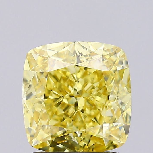 Lab-Grown Cushion Diamond - 1.96 Carats, Fancy Vivid Yellow Color, VVS2 Clarity - Certified by IGI - Report Number: LG660432478