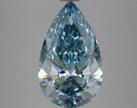 Lab-Grown Pear Diamond - 4.07 Carats, Fancy Vivid Blue Color, VS1 Clarity - Certified by IGI - Report Number: LG621490257