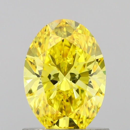 Lab-Grown Oval Diamond - 1.03 Carats, Fancy Vivid Yellow Color, VS1 Clarity - Certified by IGI - Report Number: LG691540004