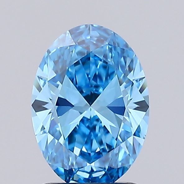 Lab-Grown Oval Diamond - 1.01 Carats, Fancy Vivid Blue Color, VS1 Clarity - Certified by IGI - Report Number: LG674511586
