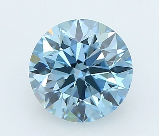 Lab-Grown Round Diamond - 0.42 Carats, Fancy Vivid Blue Color, VVS2 Clarity - Certified by IGI - Report Number: LG663402309