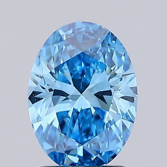 Lab-Grown Oval Diamond - 1.0 Carats, Fancy Vivid Blue Color, VVS2 Clarity - Certified by IGI - Report Number: LG674511580
