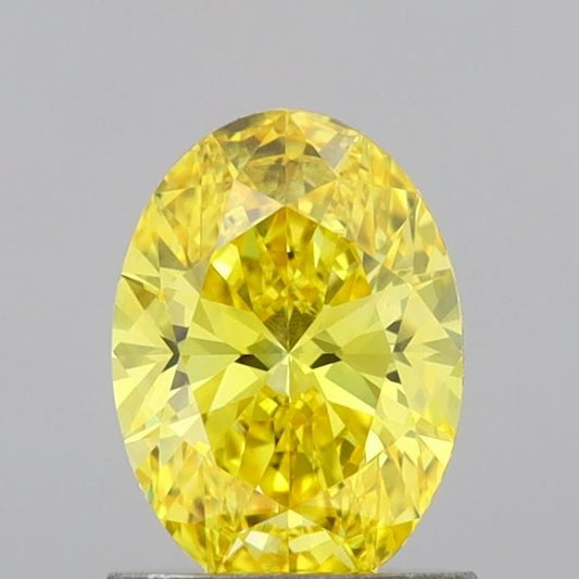 Lab-Grown Oval Diamond - 1.01 Carats, Fancy Vivid Yellow Color, VVS2 Clarity - Certified by IGI - Report Number: LG691539992