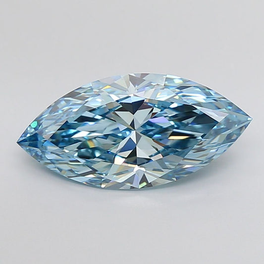 Lab-Grown Marquise Diamond - 4.53 Carats, Fancy Vivid Blue Color, VS1 Clarity - Certified by IGI - Report Number: LG647452011