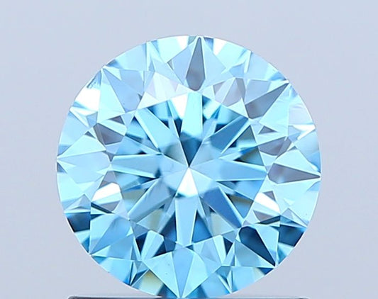 Lab-Grown Round Diamond - 1.0 Carats, Fancy Vivid Blue Color, VS2 Clarity - Certified by IGI - Report Number: LG683583547