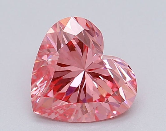 Lab-Grown Heart Diamond - 1.05 Carats, Fancy Vivid Pink Color, VS1 Clarity - Certified by IGI - Report Number: LG615366992