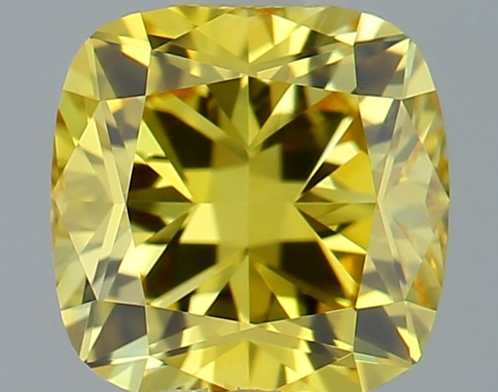Lab-Grown Cushion Diamond - 0.5 Carats, Fancy Vivid Yellow Color, VVS1 Clarity - Certified by IGI - Report Number: LG639427156