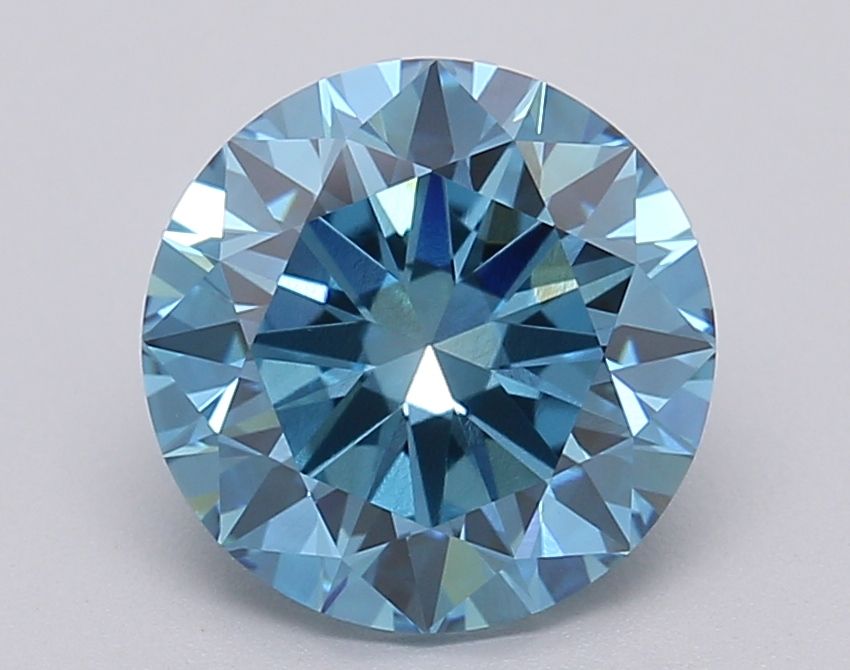 Lab-Grown Round Diamond - 2.02 Carats, Fancy Vivid Blue Color, VVS2 Clarity - Certified by IGI - Report Number: LG613349401